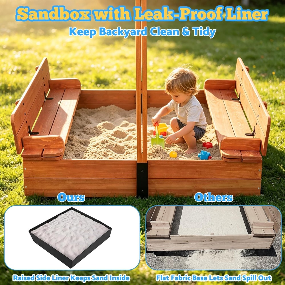 Kids Outdoor Bench - Bac à sable en bois pour