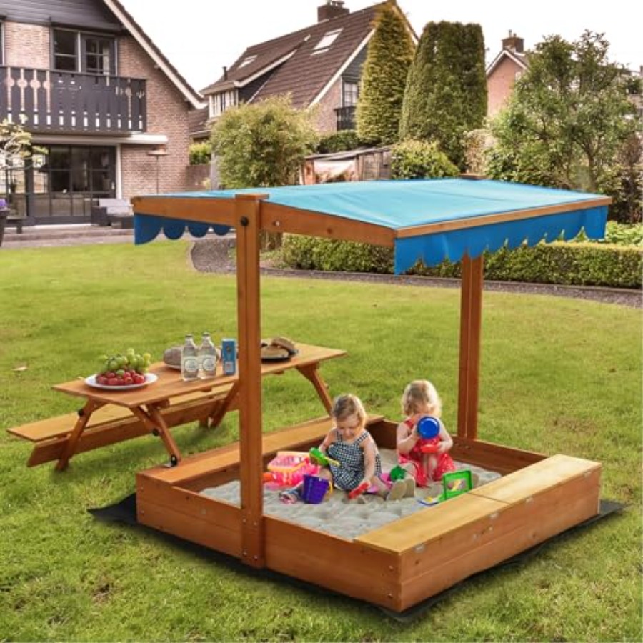 Kids Outdoor Bench - Bac à sable en bois pour