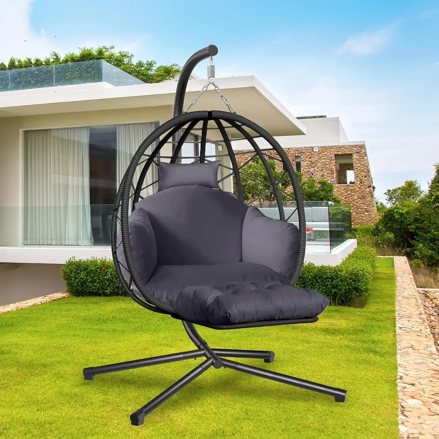 Kids Outdoor Egg Chair - Fauteuil suspendu en forme d'œuf avec