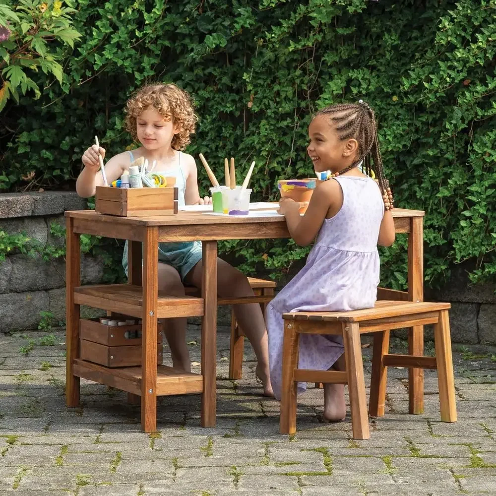 Kids Outdoor Bench - Ensemble Table et 2 Bancs d'Extérieur