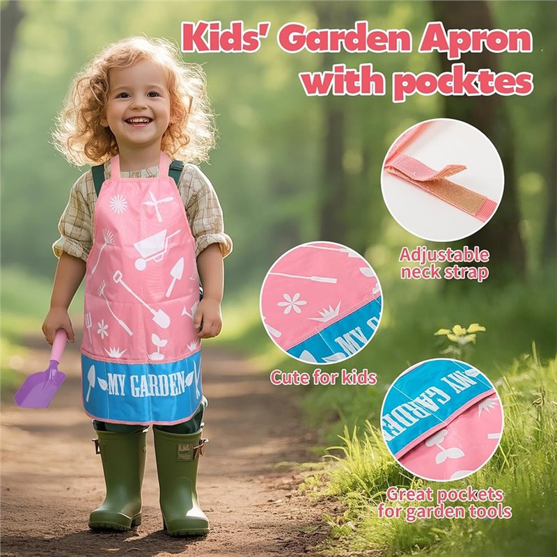 Kids Outdoor Garden Set - Ensemble d'outils de jardinage rose pour