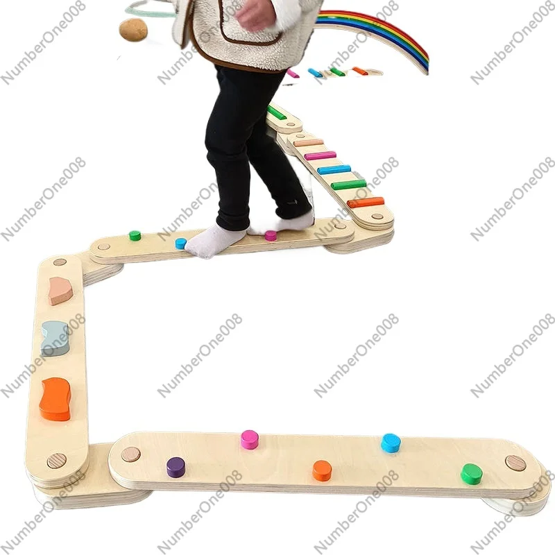 Kids Outdoor Balance Beam - Planche d'équilibre en bois épaisse, équipement