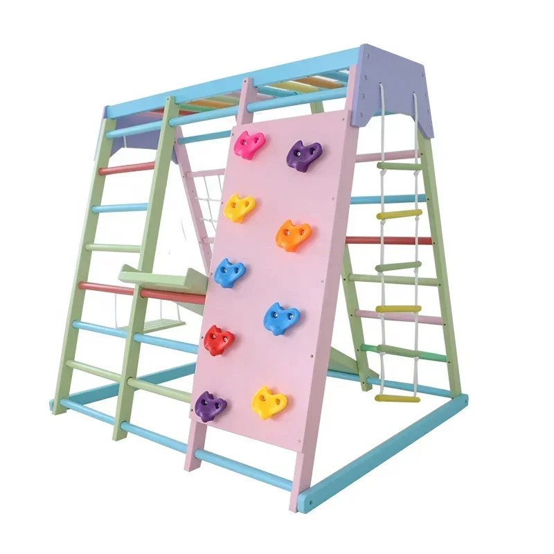 Kids Outdoor Gym Equipment - Structure d'escalade en bois pour enfants,