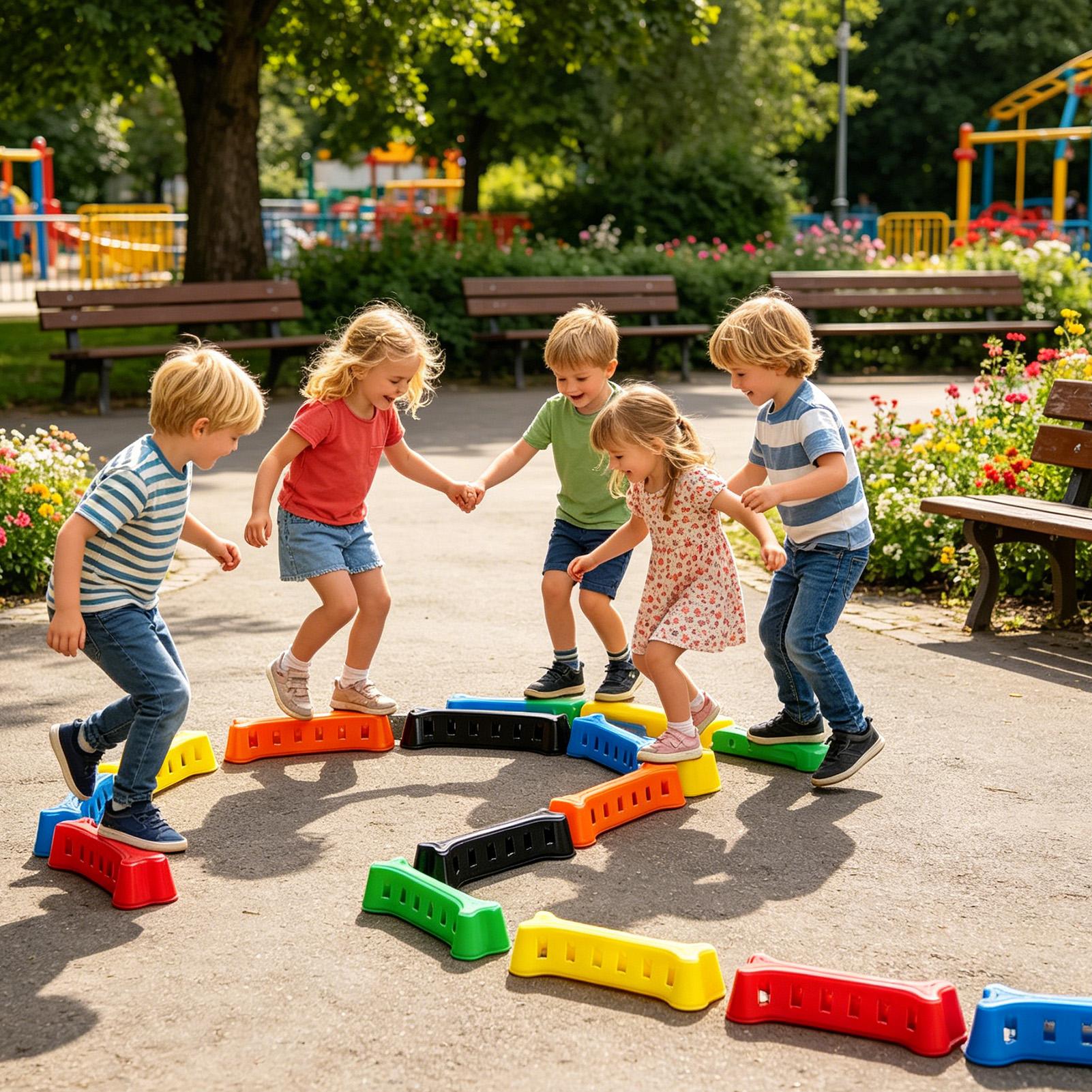Kids Outdoor Balance Beam - Poutre d'équilibre empilable antidérapante pour enfants,