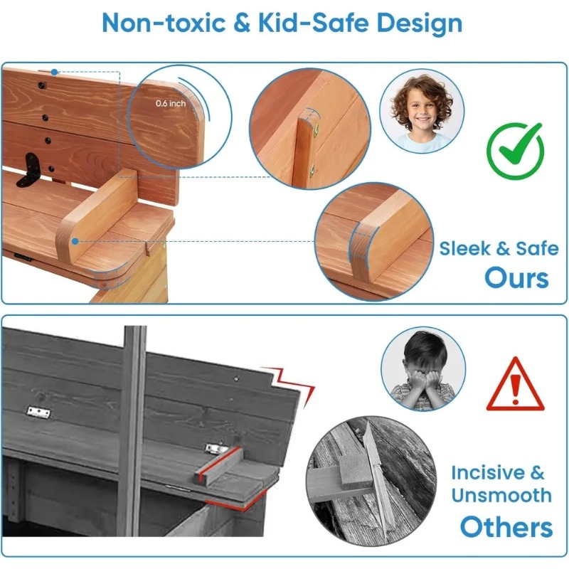 Bac à sable en bois pour enfan - Kids Outdoor Bench avis et prix