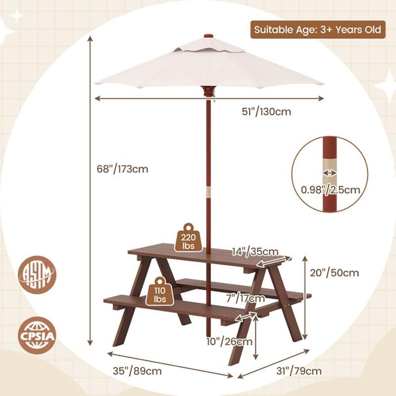 Ensemble table et banc de piqu - Kids Outdoor Bench avis et prix